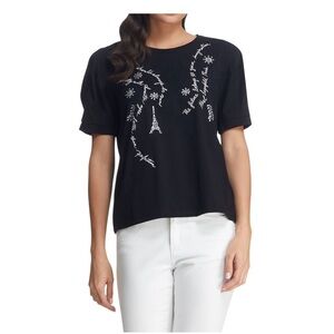 Karl Lagerfeld Paris Graphic Top with Puff Sleeve Women Size Medium
